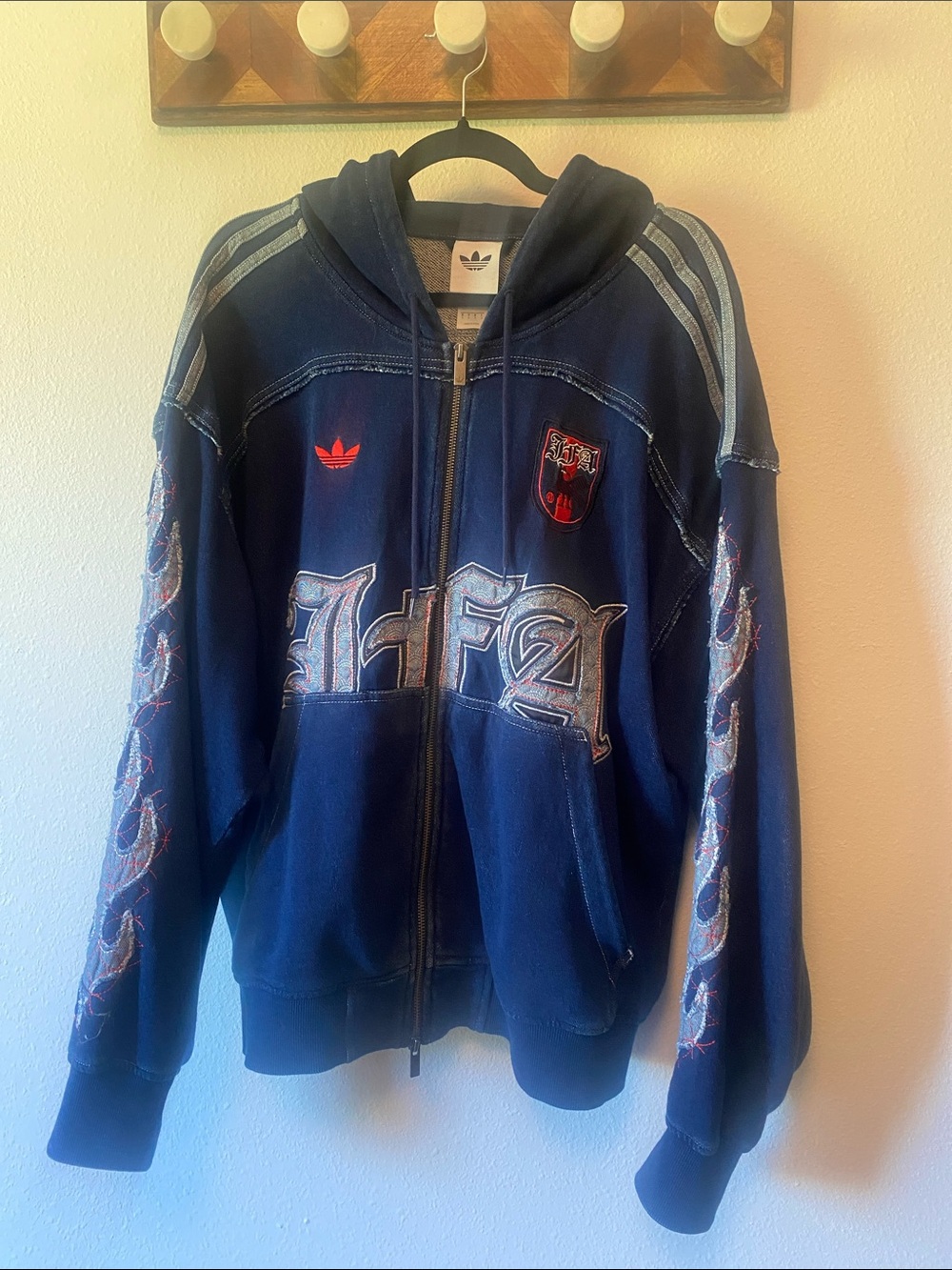 Adidas FIFA Work Cup 26 Japan Hoodie Jacket in Denim Men’s Small